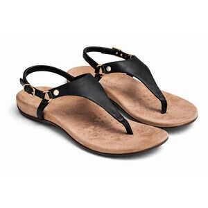 Vionic Kirra EU 41.5 US 9.5 Black Leather Strappy Thong Sandals Resort Wear